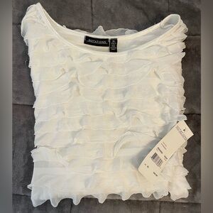 Notations Women's White Ruffle Top